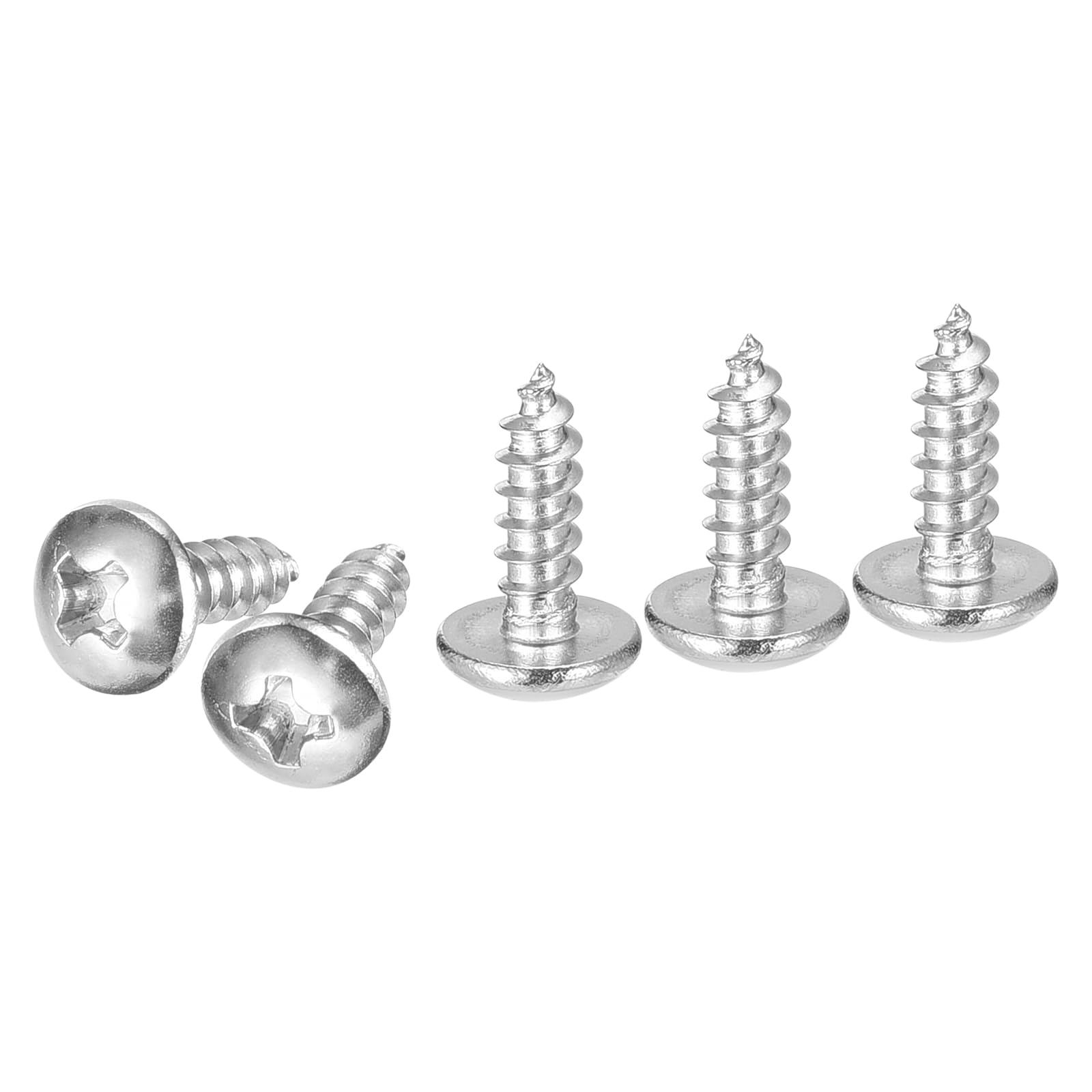 DTGN #4x3/8 Sheet Metal Screws - 100 Pack - for Wood, Furniture - 304 Stainless Steel Phillips Truss Head Self Tapping Tip Wood Screws - Silver