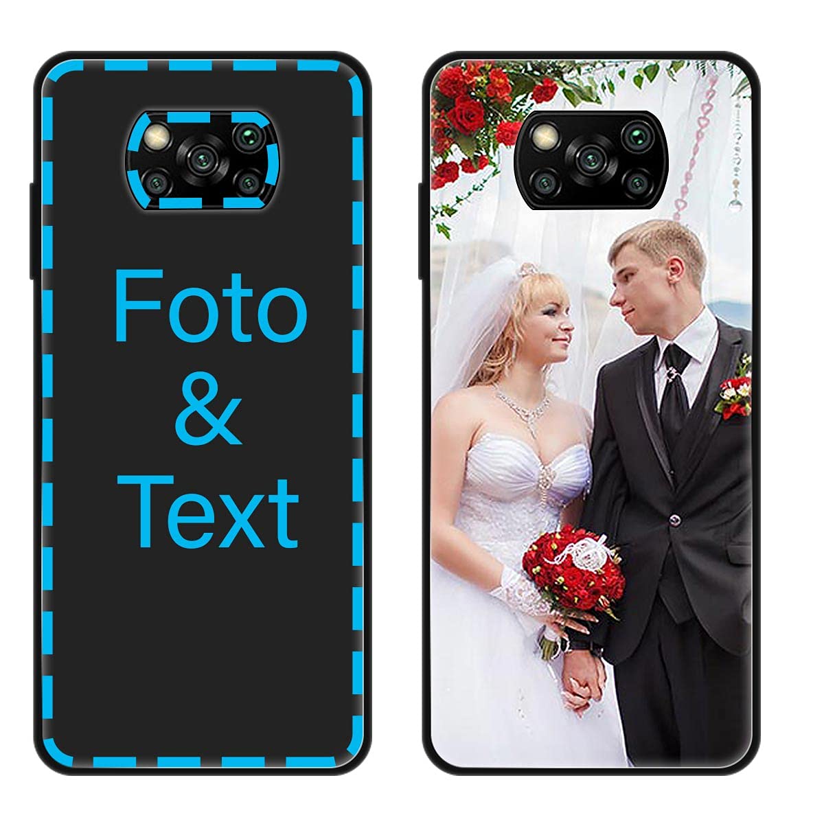 Sunrive Personalizzate Cover compatibile con Xiaomi Poco X6 PRO personalizzabile con Foto Testi Frase Logo Disegni e Grafiche Personalizzata, Bordo TPU + Design in Vetro Temperato Posteriore