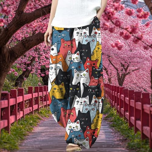 MARSVOVO Harem Pants for Women Wide Leg Loose Funny Cute Animal Graphic with Pockets Casual Outdoor Palazzo Pants Women2