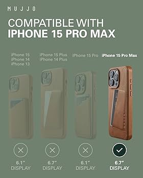 Amazon.com: Mujjo Leather Wallet Phone Case - Fits iPhone 15 Pro
