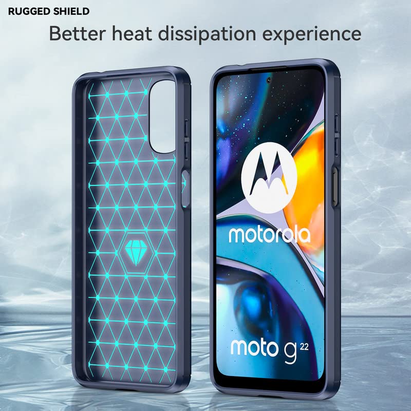 Image of Hybrid Carbon Fiber Back Case for Motorola Moto G22 (Blue)