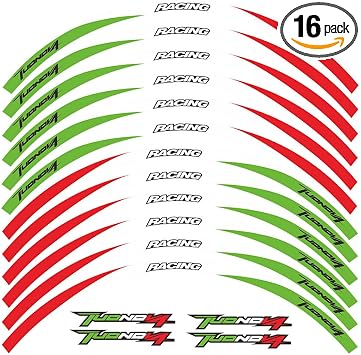 For Aprilia TUONO V4 1100 V4R Motorcycles Accessories Thick Edge Outer Front and Rear Rim Wheel Protector Reflective Decal Sticker Ornament Strip Tape Green white Red,16