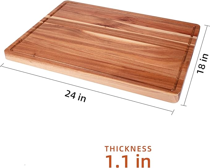 Tabla de cortar rectangular XXL de madera de acacia 24 x 18 pulg miniatura 3