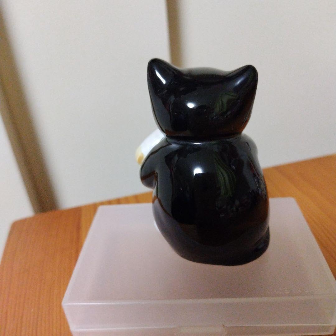 Amazon.co.jp: 黒猫楽団 セブンコーポレーション 猫置物 