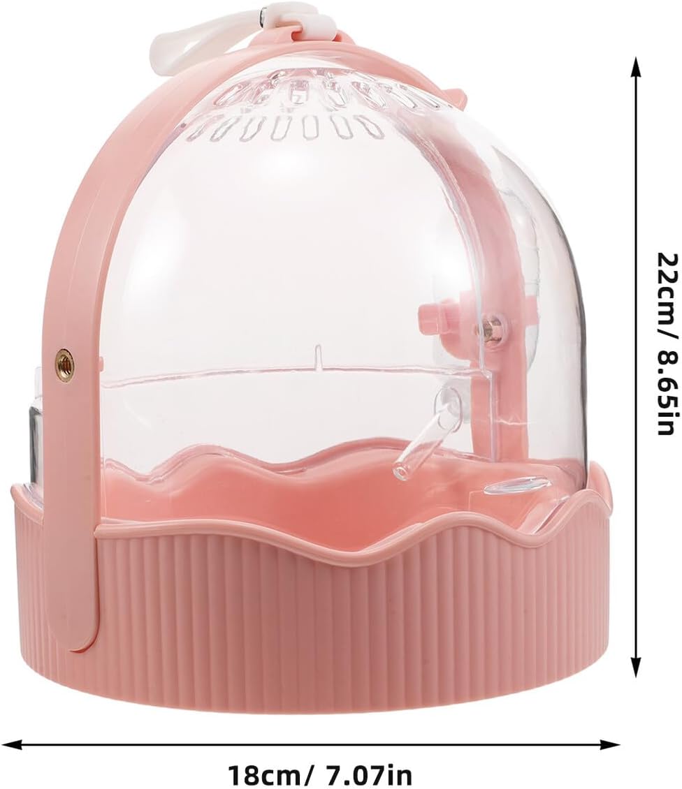 BESTonZON Portable Parrot Travel Cage, Lightweight Breathable Plastic Birdcage with Large Space, Medium Size Outdoor Carrier for Small Birds and Parakeets, Pink