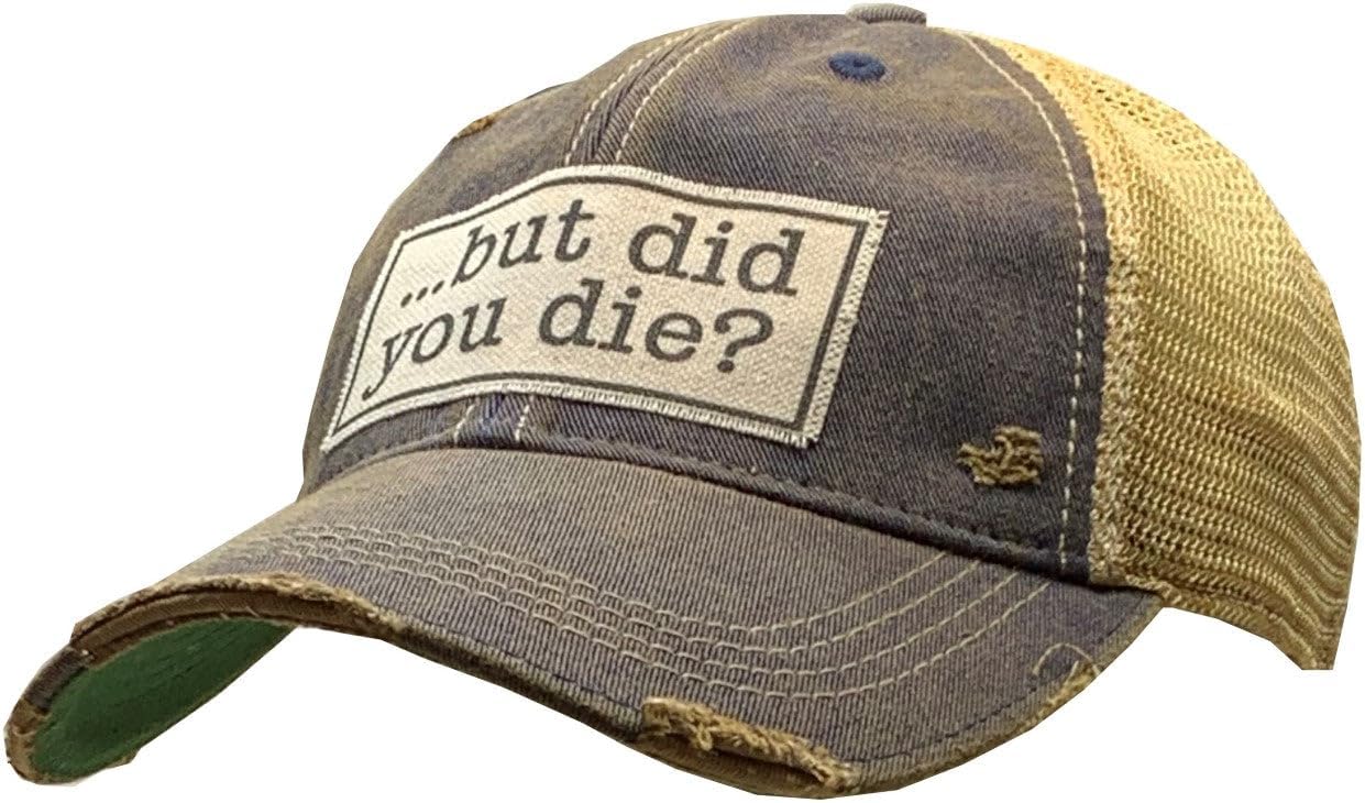 VINTAGE LIFE But did You Die Vintage Distressed Trucker Cap, Navy Blue, Adult Headwear Accessories