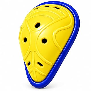 VERLIX Cricket Abdominal Guard for Men with Air Holes, Lightweight Hard Plastic Shell & Soft Rubber Groin Protector for Multi-Sport, Boxing, Karate (Yellow, Adult)