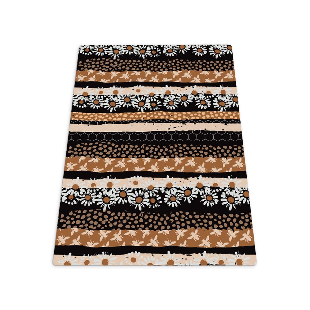 Tapis sous la chaise gaming vinyle anti-rayures motif mosaïque fleurie