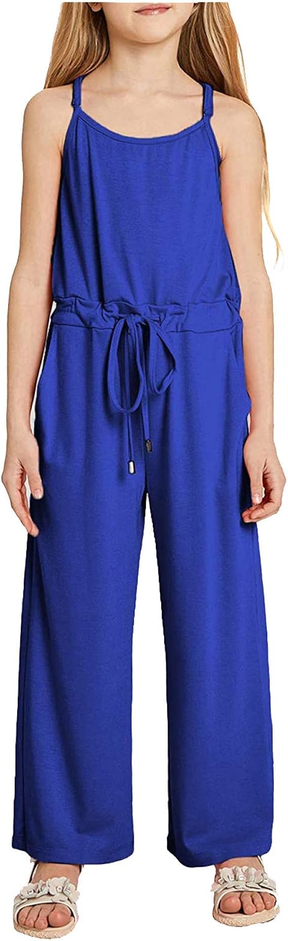 Wlabe Girl's ParentChild Summer Jumpsuit with Floral Print and Straps for Girls 413 Years