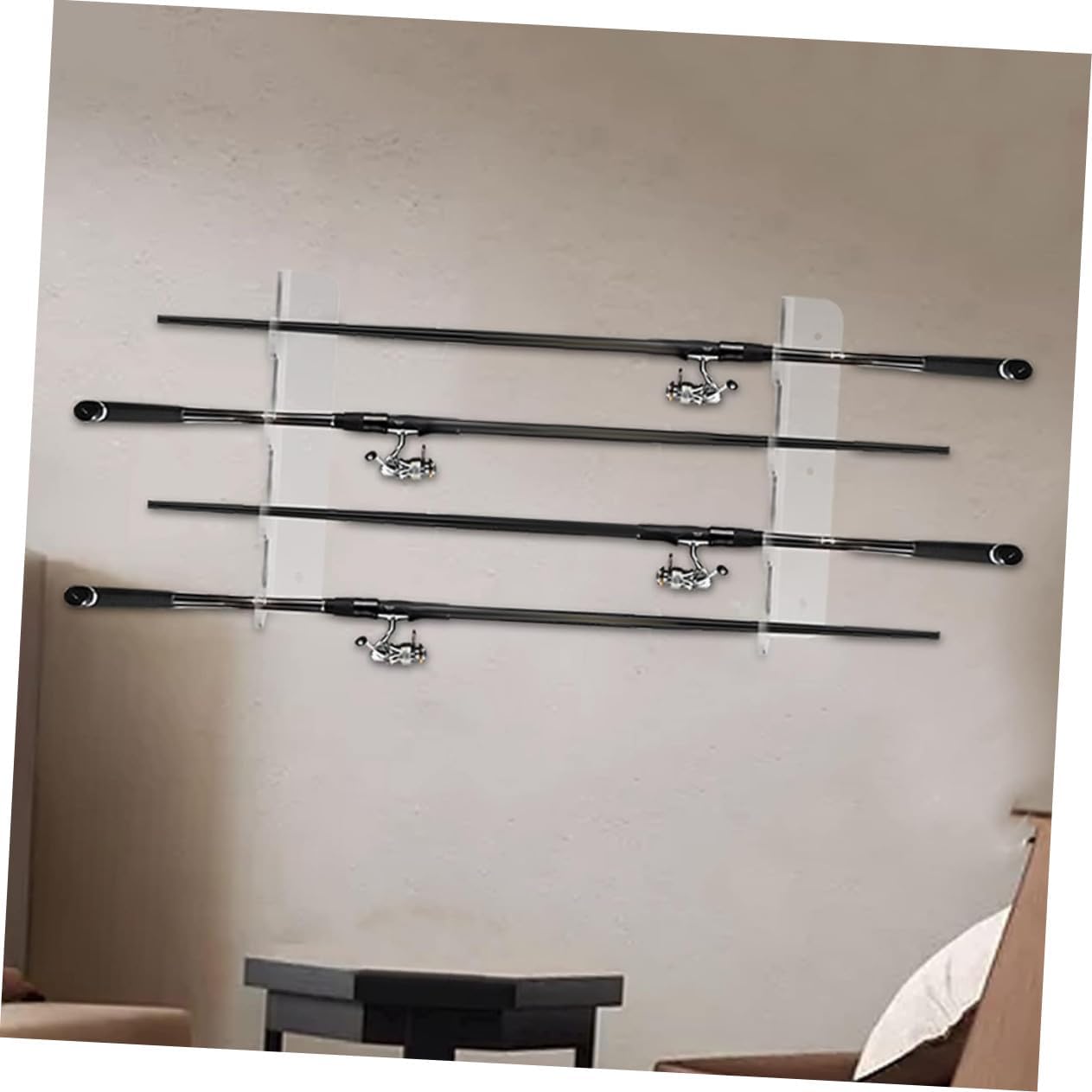 Transparent Wall-mounted Fishing Rod Organizer Space-saving Fishing Pole Holder Rack for Storage and Display