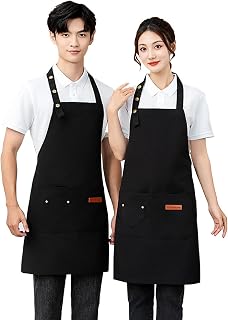 [GRTUFOBA] 防水 エプロン レディースメンズ カフェエプロン 首掛け 長さ調整タイプ おしゃれ かわいい 大容量ポケット 着脱簡単 カフェ 作業用 保育士 料理教室用