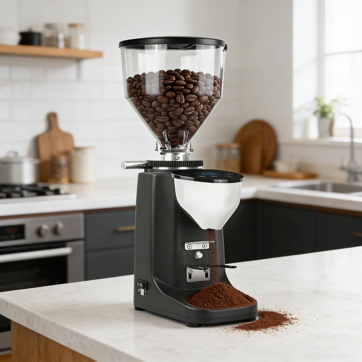 Espresso Grinder, Coffee Grinder Electric, 19 Settings, Stainless Steel Coffee Bean Grinder with Digital Touch Panel & Portion Control for Espresso, Drip Black