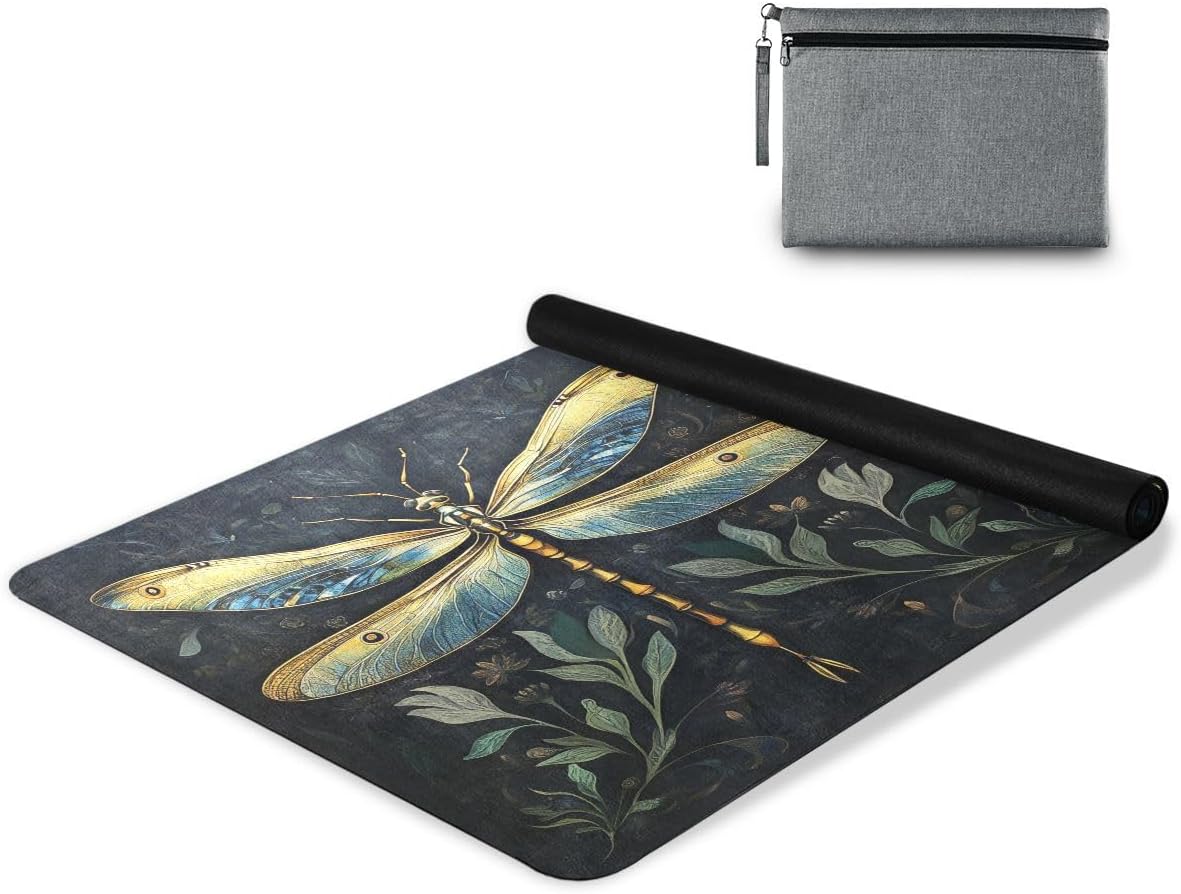 ALAZA Dragonfly on Dark Yoga Mat Non Slip Fitness Exercise Mat, Workout Mat for Yoga, Pilates and Floor Exercises