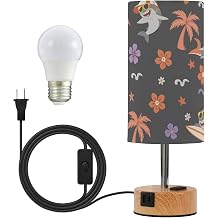 ALAZA Bedside Table Lamp Shark Palm Tree Black Touch Lamp for Bedroom 3 Way Dimmable Nightstand with USB Charging Ports Living Room, LED Bulb Included