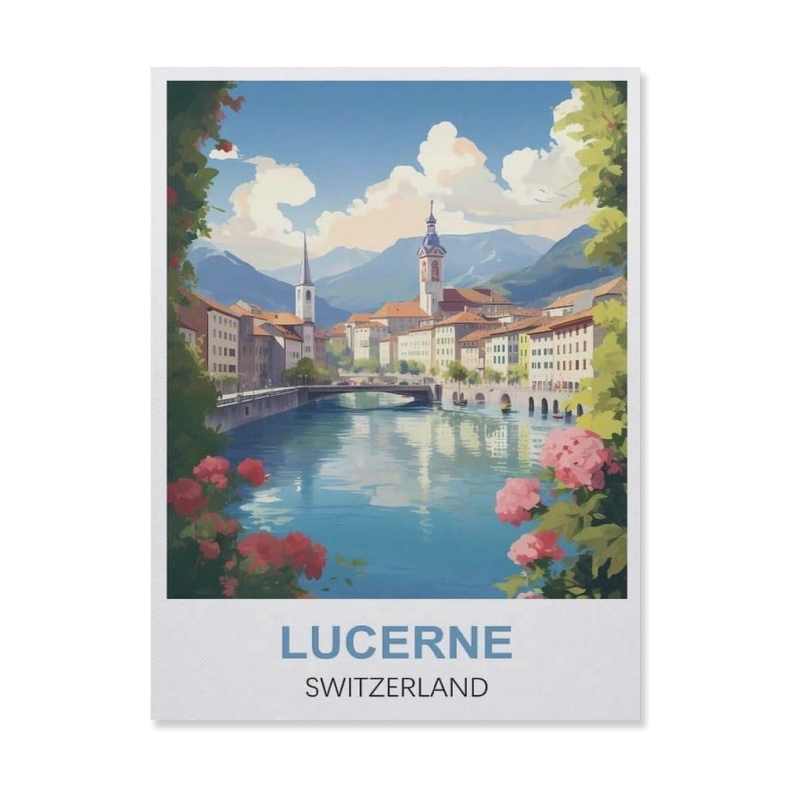 Funny Bathroom Wall Decor Signs，Lucerne Switzerland(15x30cm）