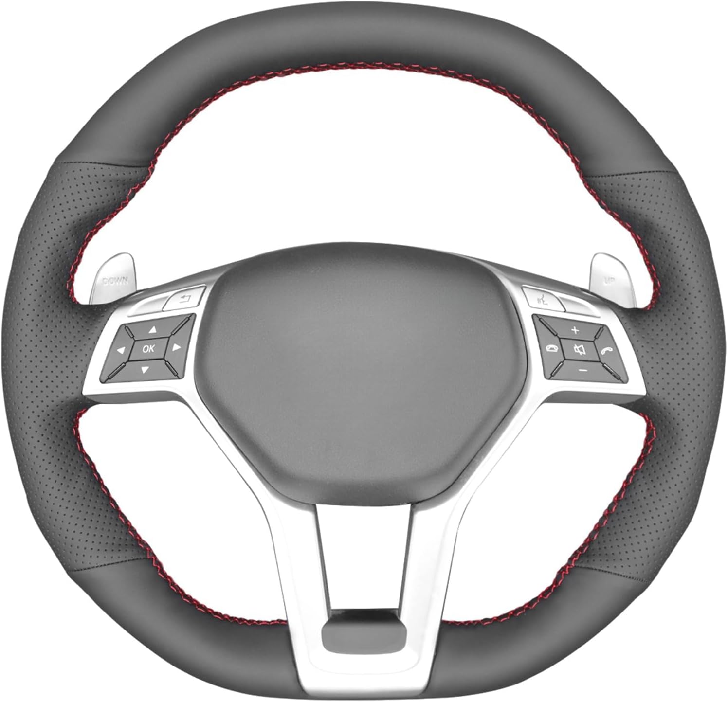 MEWANT Hand Stitch Artificial Leather Car Steering Wheel Cover for Mercedes Benz AMG C63 W204 /AMG CLA 45 C117/ CLS 63 AMG C218/CLS 63 AMG S-Model C218/E 63 AMG W212 /AMG E 63 S W212