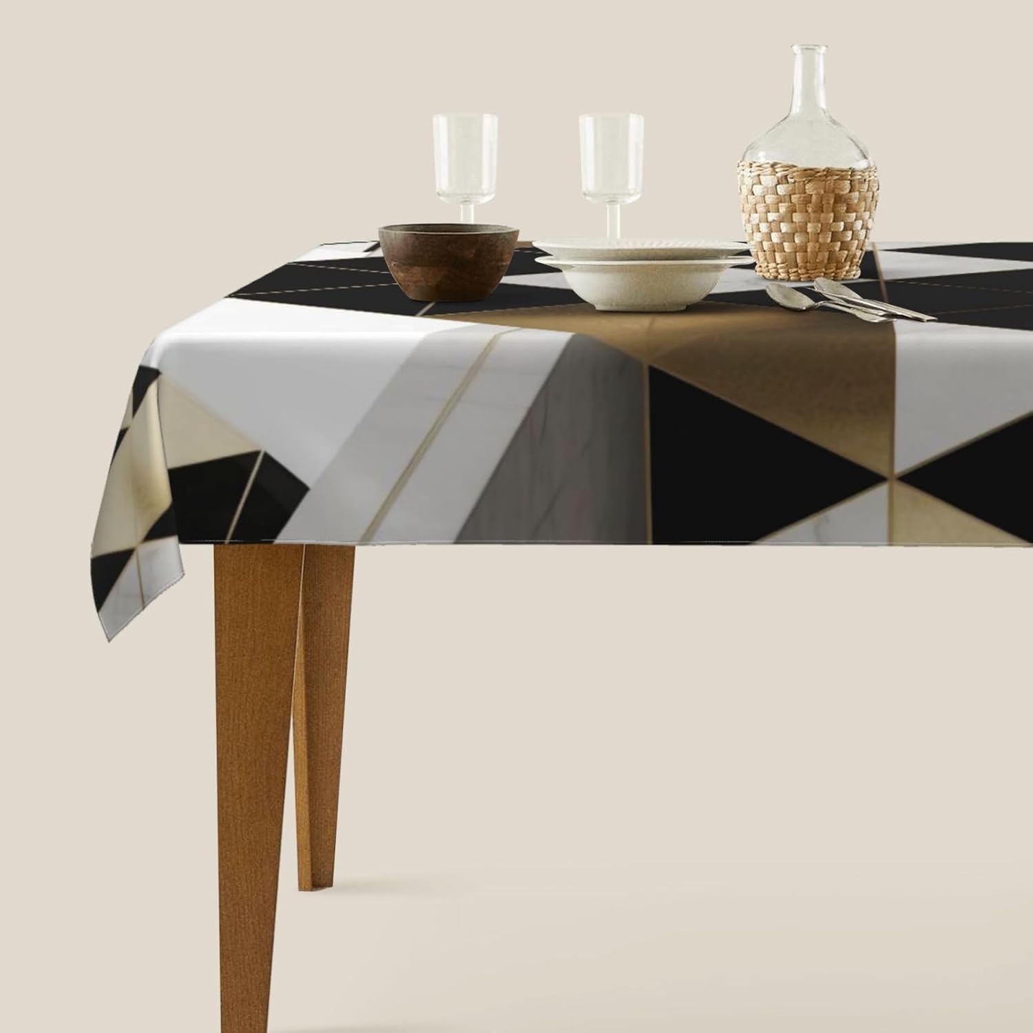Tovaglia Rettangolare 160x240 cm Geometria e Triangolo Copritavolo in Poliestere Antimacchia Protezione Tavolo per Tavoli da 8 Posti, Ideale per Cucina e Feste 8062v