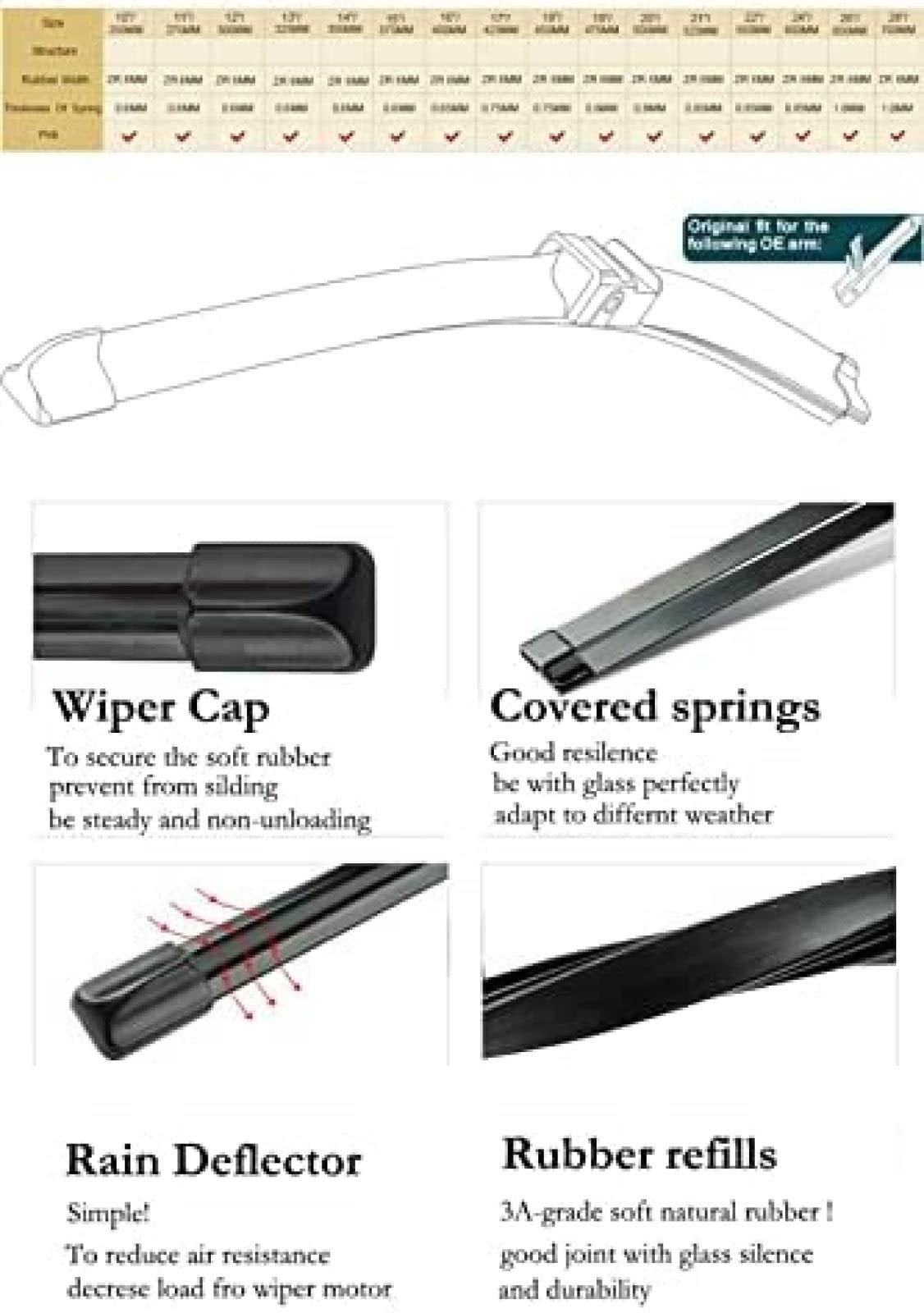 Limpiaparabrisas Delantero LHD de 24 "+ 24" para Parabrisas de Coche, limpiaparabrisas de Ventana Delantera para Benz Clase C W204 2009-2012