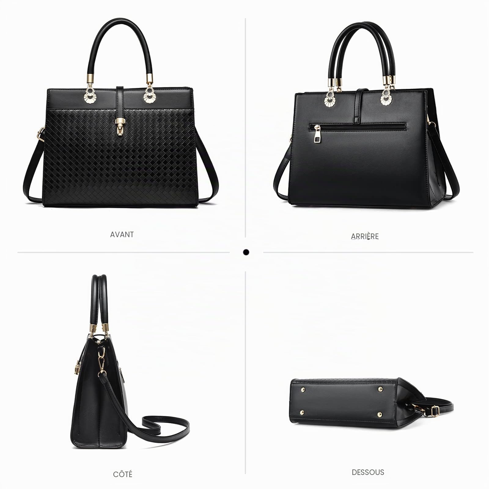 NICOLE & DORIS Sac à Main Femme Mode Sac Fourre Tout Compartiments Multiples Sac à Bandoulière Cuir PU Sac Epaule Chic et Elégant Sac Besace pour Ville Travail Business