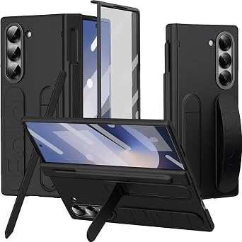 NINKI S Pen for Samsung Galaxy Z Fold 7 Case with Strap & Kickstand,Shock-Absorption Hinge Screen Protection for Galaxy Z Fold 7 Phone Case with S Pen Slot,Handle for Samsung Z Fold 7 Cover Men Black