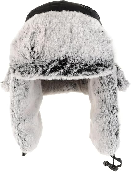 Faux Leather Ushanka Cap - Faux Fur Lined Warm Winter Russian