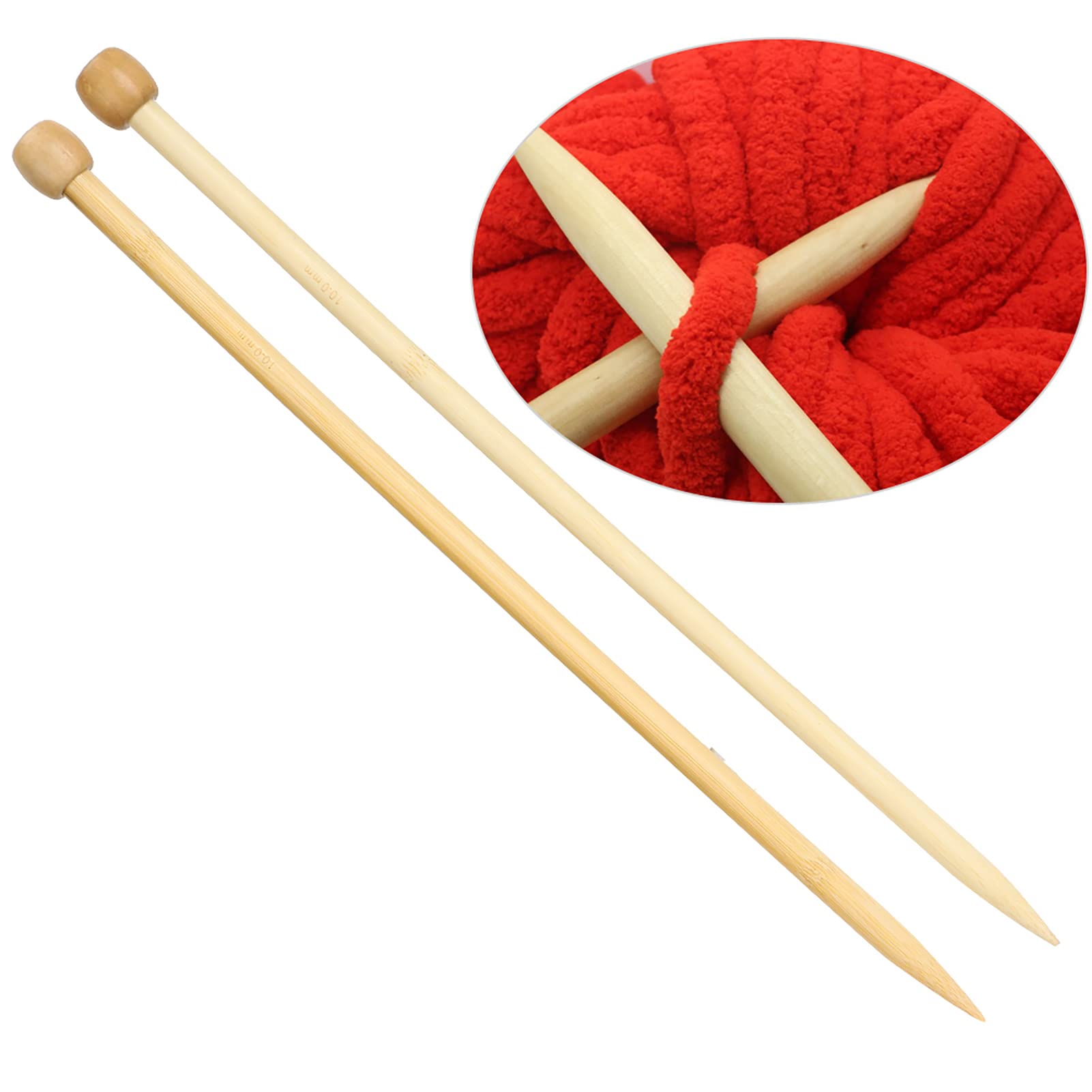 Aiguilles à Tricoter En Bois 12 Mm - Lot De 2, Longueur 35 Cm - Pour écharpes, Pulls, DIY - Lisses Et Durables