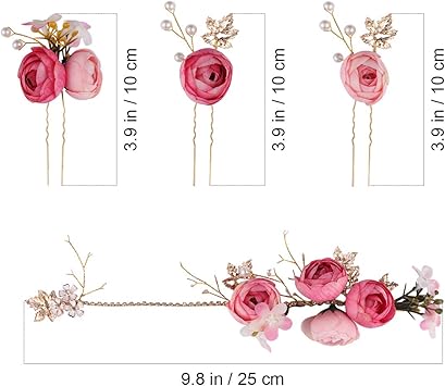 Amazon Co Jp Frcolor お花 ヘアピン Uピン バラ パール 結婚式 卒業式 七五三 縁日 髪飾り 和装アクセサリー ヘッドドレス 4本セット ジュエリー