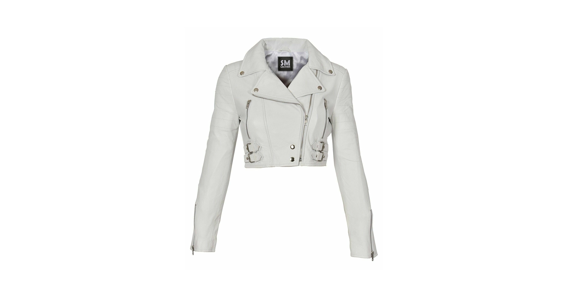 Women's Chic Red Cropped Leather Biker Jacket - Short Body