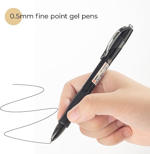 Miniatura 3 de M&G 5 bolígrafos de gel retráctiles de tinta negra de 0.020 in, bolígrafos de punta fina, bolígrafos de tinta de gel de secado rápido con tinta de