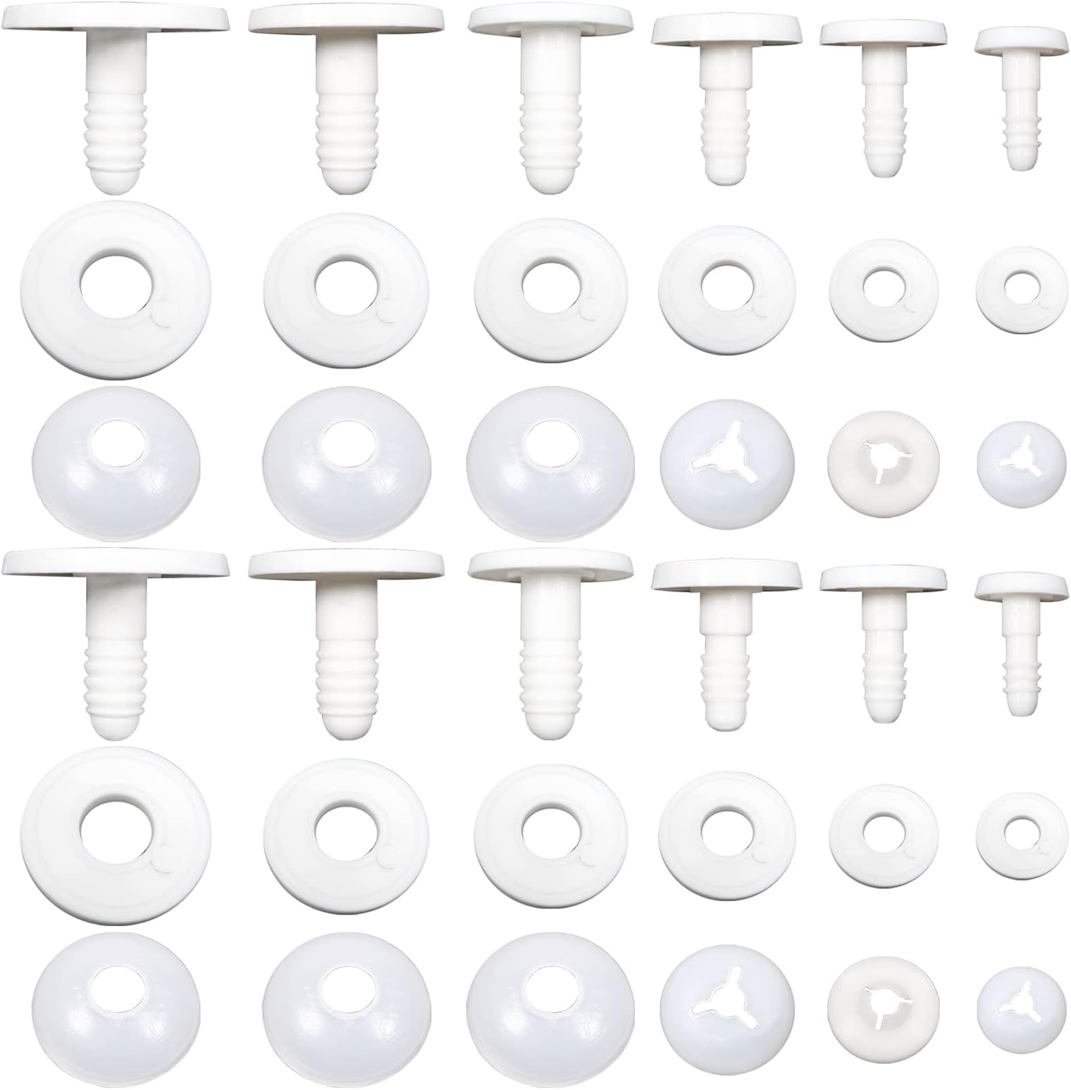 TOAOB 60 Set Doll Joints Assorted Size White Plastic Animal Joints Bear Making Accessories for Doll Making Limbs and Head Joints