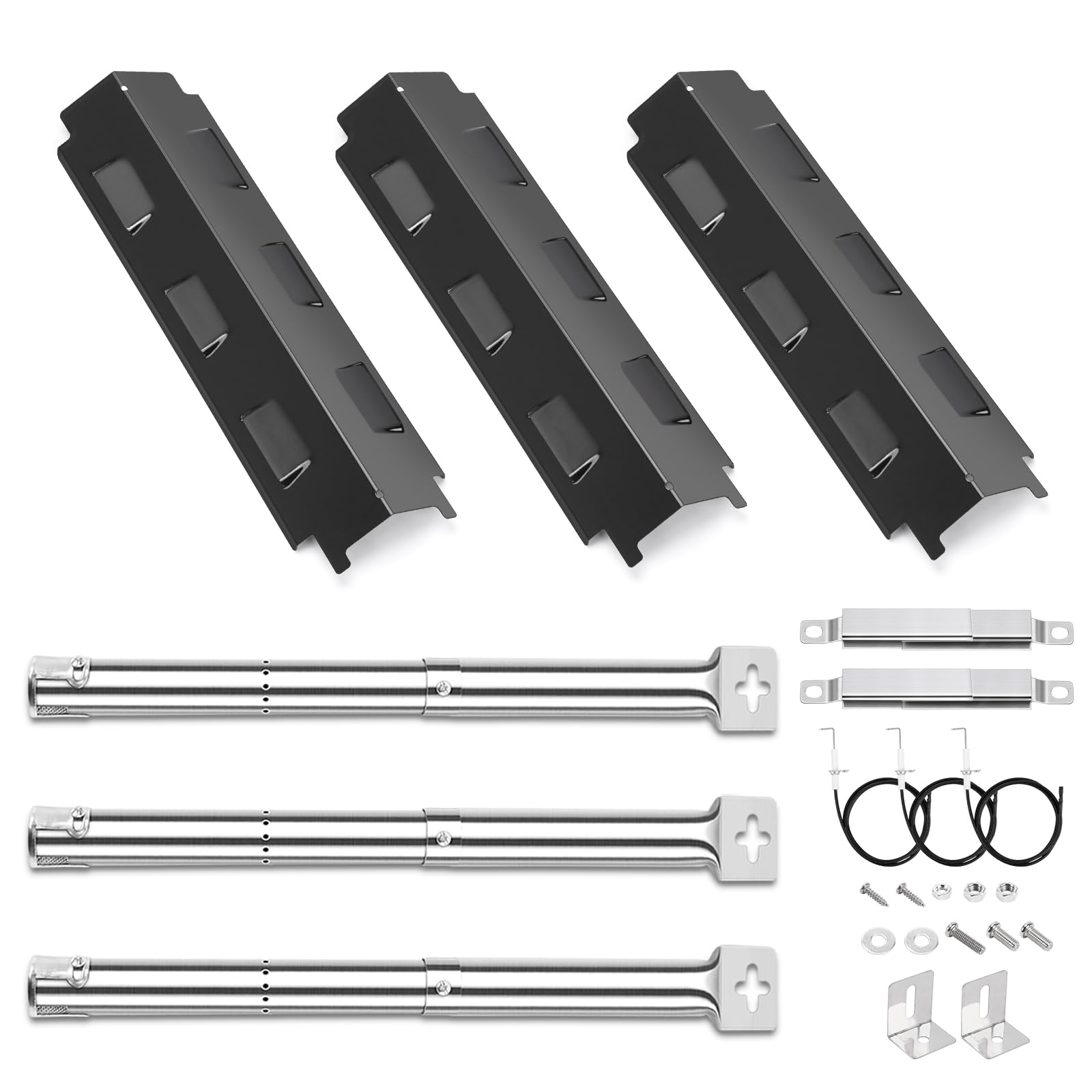 GFTIME Pièces de Rechange universelles pour Charbroil, Barbecook Vanilla, Barbecook 300, Tenneker TG4, Brûleur de 31-45 cm, Couverture de brûleur de 37 cm et Crossovers, 3 pièces
