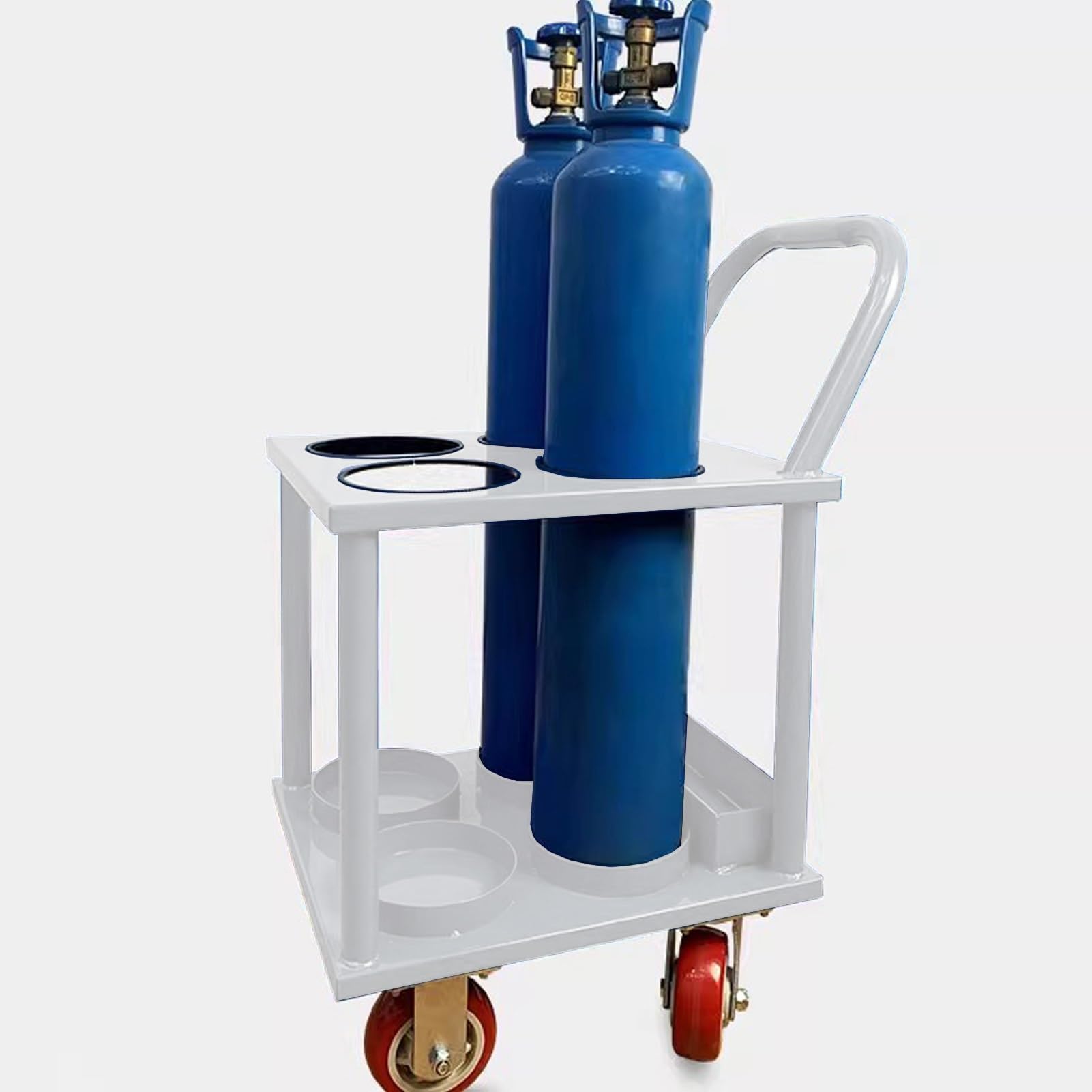 Soporte para Botella de Oxígeno Carretilla de Mano para Gas de Soldadura, Soporte para Tanque de Oxígeno Carro de Movilidad para 4 Tanques, Estante de Almacenamiento para Botellas de Gas con Ranuras p