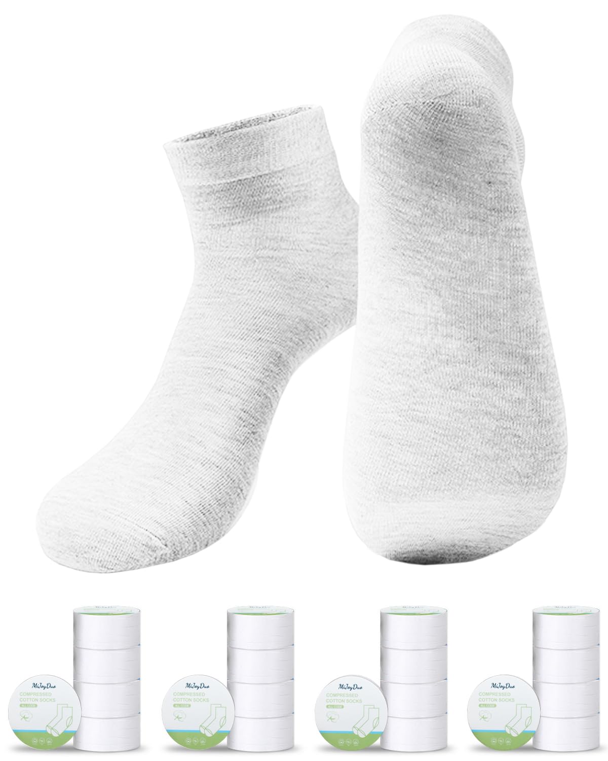 MIJOYDUO 20 Pairs Compression Disposable Socks, Low Cut Anklet Athletic Socks for Men & Women Breathable & Hygienic, for Travel, Gym and Daily Use