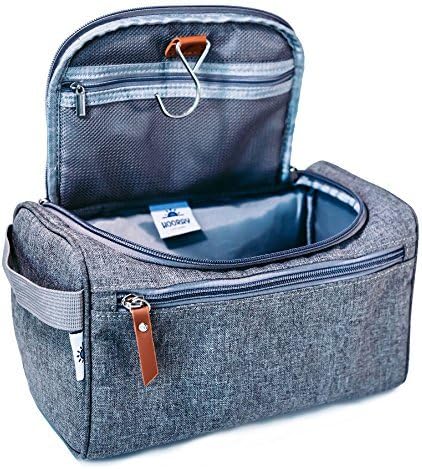 Toiletry Wash Bag by HOORAY Leisure, Perfect Size for Travel Toiletries, Shaving Kit & Cosmetics, with Built-in Metal Hanging Hook, Multi Pockets & Carry Handle - Suitable for Men and Women