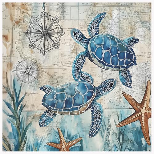 DPDAKIT Sea Turtle Diamond Painting Kits for Adults Diamond Art Kits for Adults Beginner 5D DIY Round Full Gem Art Crafts for Home Wall Decor Gift 12x12 inch