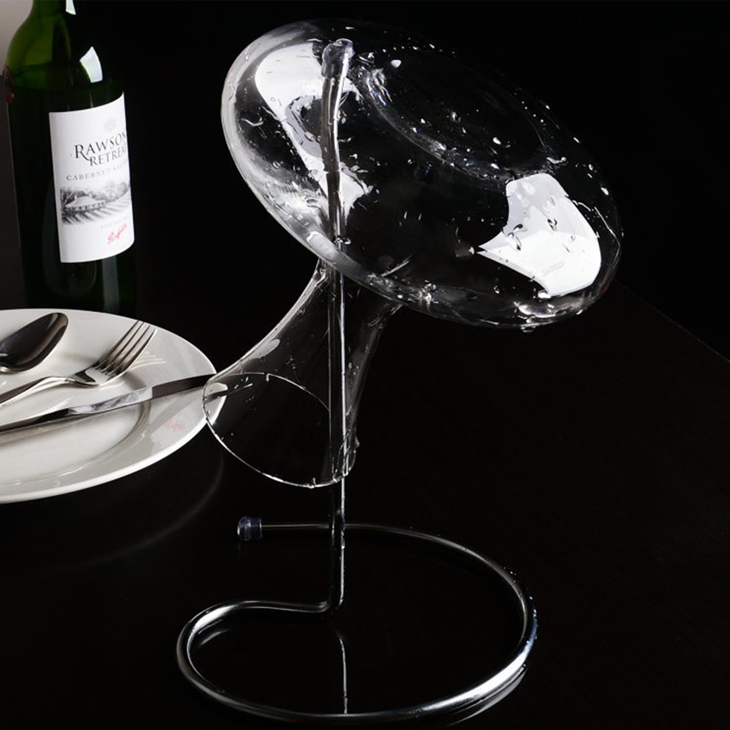 Porte-Bouteille en Acier Inoxydable Égouttoir, Support De Décanteur Sec,Support De Carafe, Porte-Carafe À Vin en Acier Inoxydable pour Carafe à vin, vin de Carafe en Forme de Cercle Creux