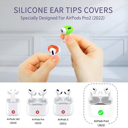 Miniatura 2 de 5 pares para AirPods Pro 2 almohadillas para los oídos cabe en la funda de carga cubierta de silicona antideslizante para AirPods Pro 2 generación