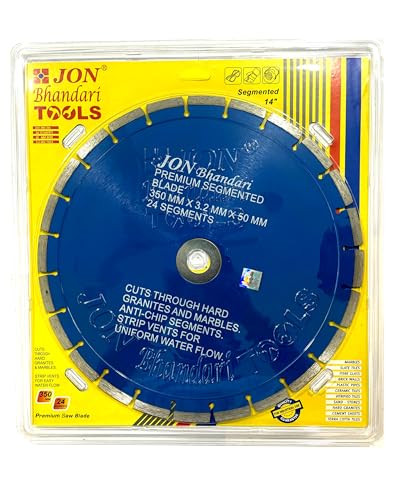 Image of Jon Bhandari Tools 14 inch Premium Segmented Diamond Cutting Blade for Marble, Granite, Tiles & Stones | 350mm Stone Cutter Blade for Angle Grinder | Heavy-Duty Blade for Wet & Dry Cutting (1pc)