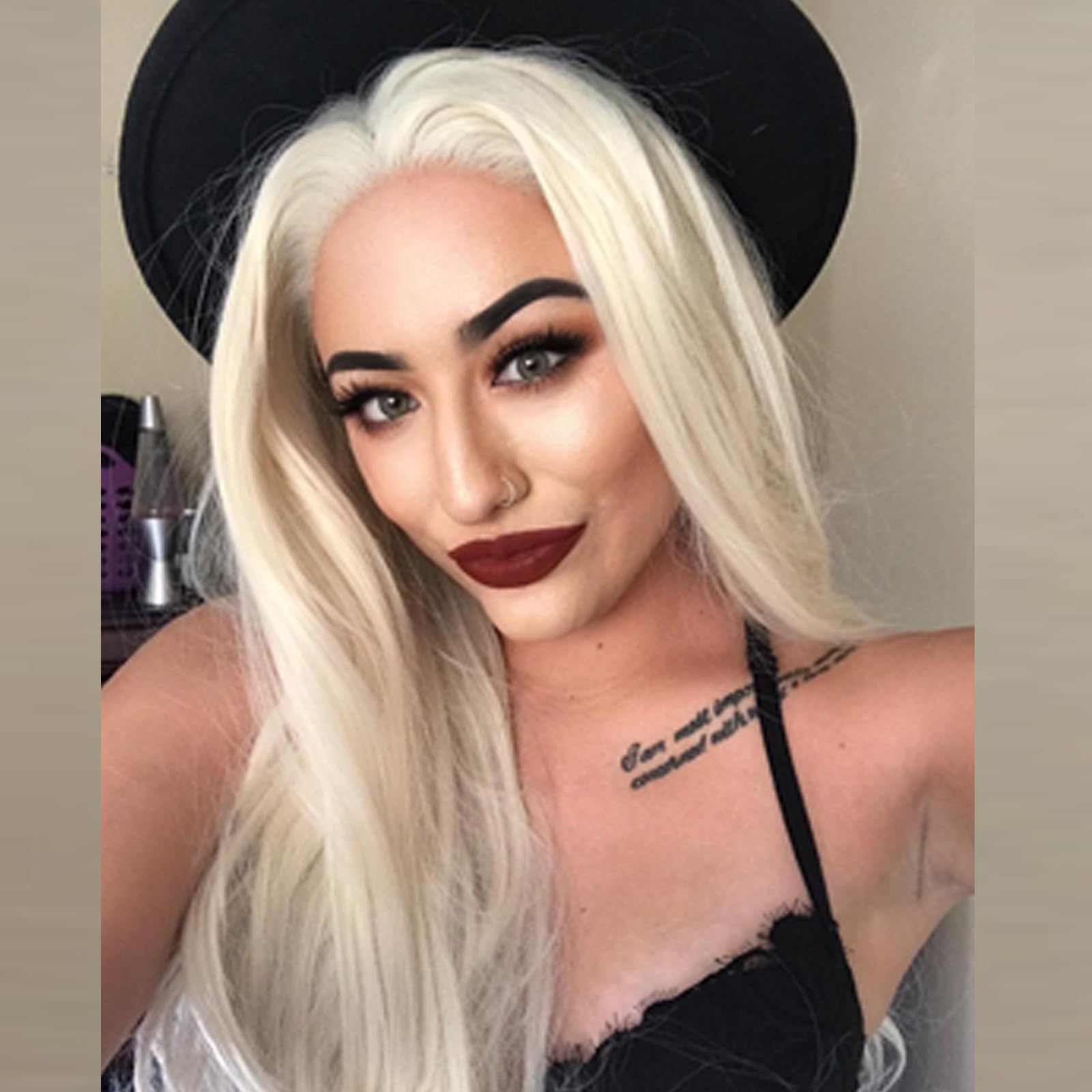 Platinum Blonde Wig Lace Front Real Hair Curly Wigs Long White Blonde Hair Wig Wavy Afro Wigs for Black Women Drag Queen Cosplay Daily Synthetic 26 Inch Lace Front Halloween - Image 2