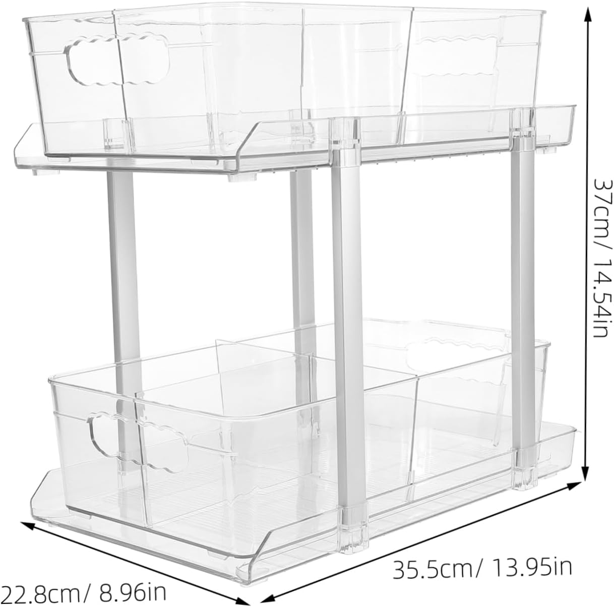 ABOOFAN Slide-Out Under Sink Organizer Multi-Functional Bathroom Storage Rack for Kitchen Countertops Two Design for Spice and Cosmetic Organization -Out Access Space-Saving