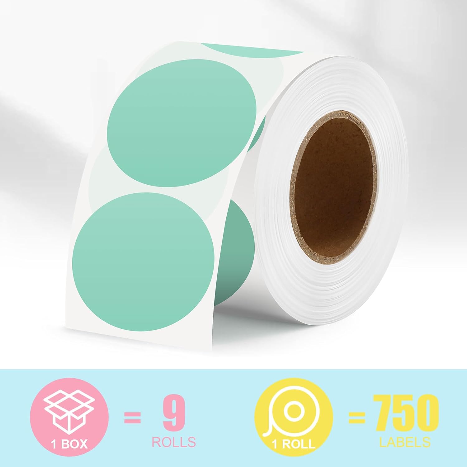 Yeaqee 9 Rolls 2 Inch Circle Thermal Label Stickers 750 Labels Bright Color Thermal Gradient Multi Purpose Stickers for Design DIY Code Tag Thank You Label (Bright Color) - Image 2