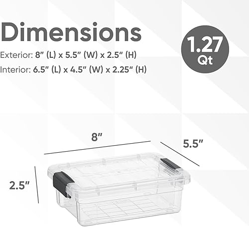 Miniatura 2 de Superio Contenedores de almacenamiento transparentes con tapas, contenedores de plástico sin BPA de 1.25 cuartos de galón, cajas transparentes para