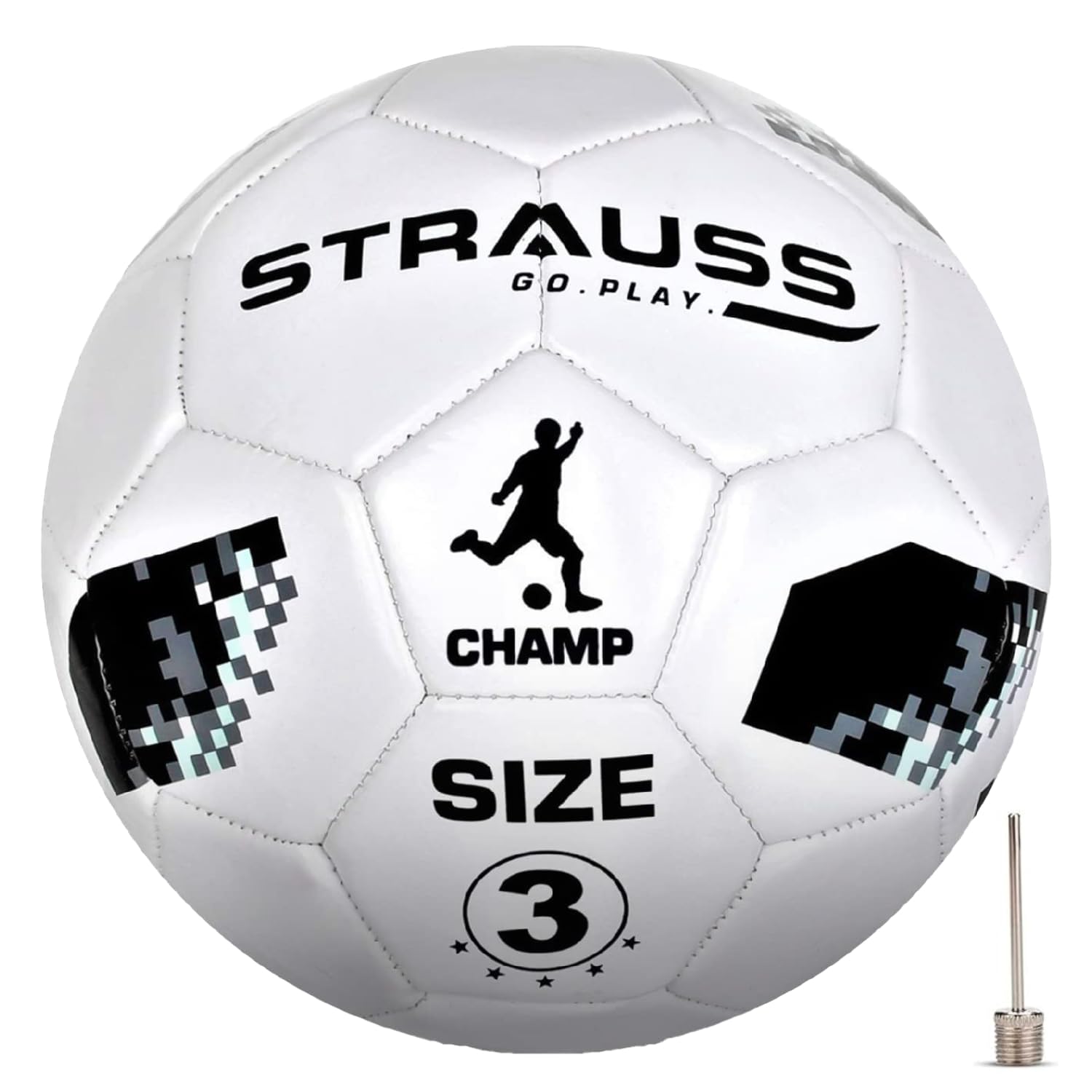 Strauss Official Football Size 3 | Professional Match Ball for Indoor & Outdoor Games & Training for Kids & Adults | Granular Texture with High-Performance Grained Surface, (White)-image-3