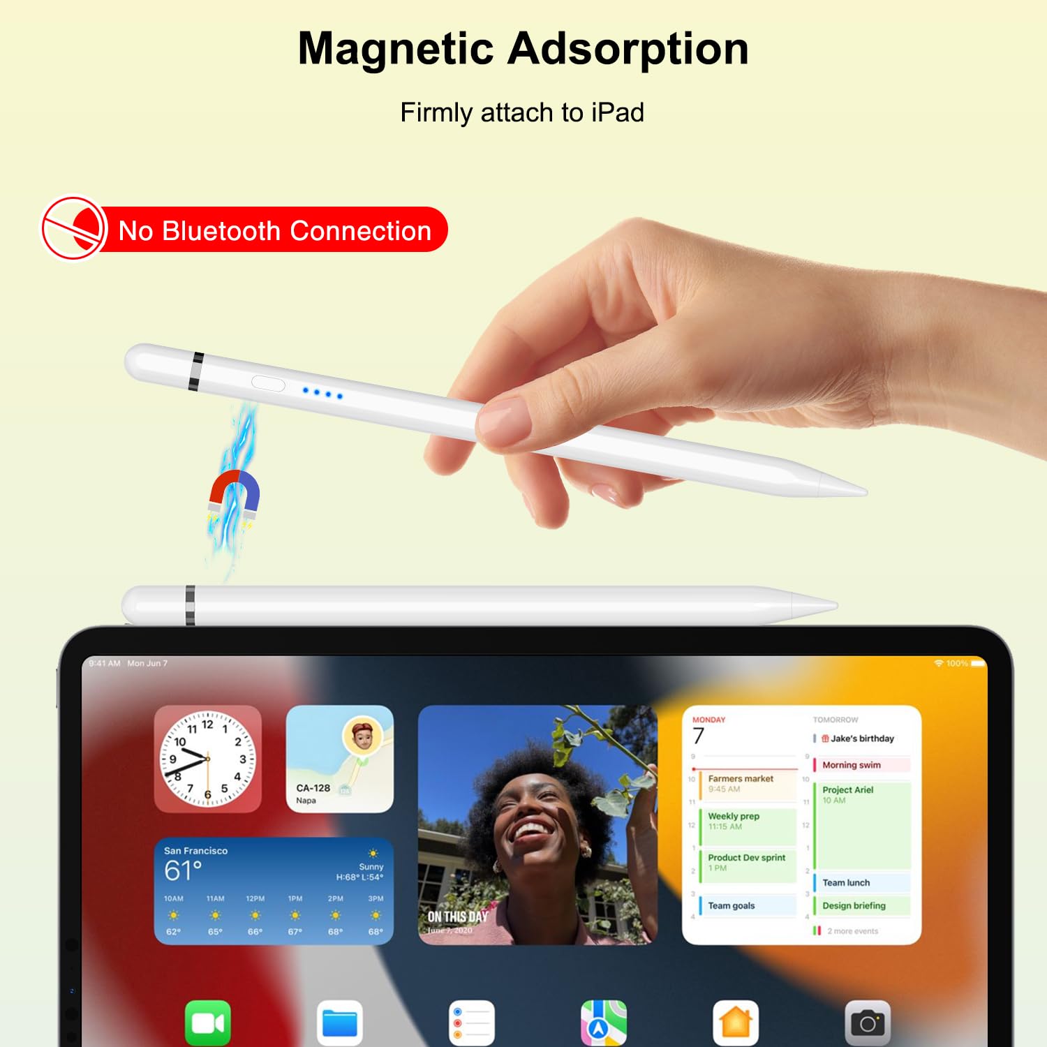Pencil 1. Generation für iPad (2018-2026), 20 Mins Schnellladung mit Neigung & Palm Rejection, Stift für iPad Kompatibel mit i-Pad Air 3/4/5/M2/M3, Mini 5/6, i-Pad 6-11, Pro 11"/12,9"/13" M4 (Weiß)