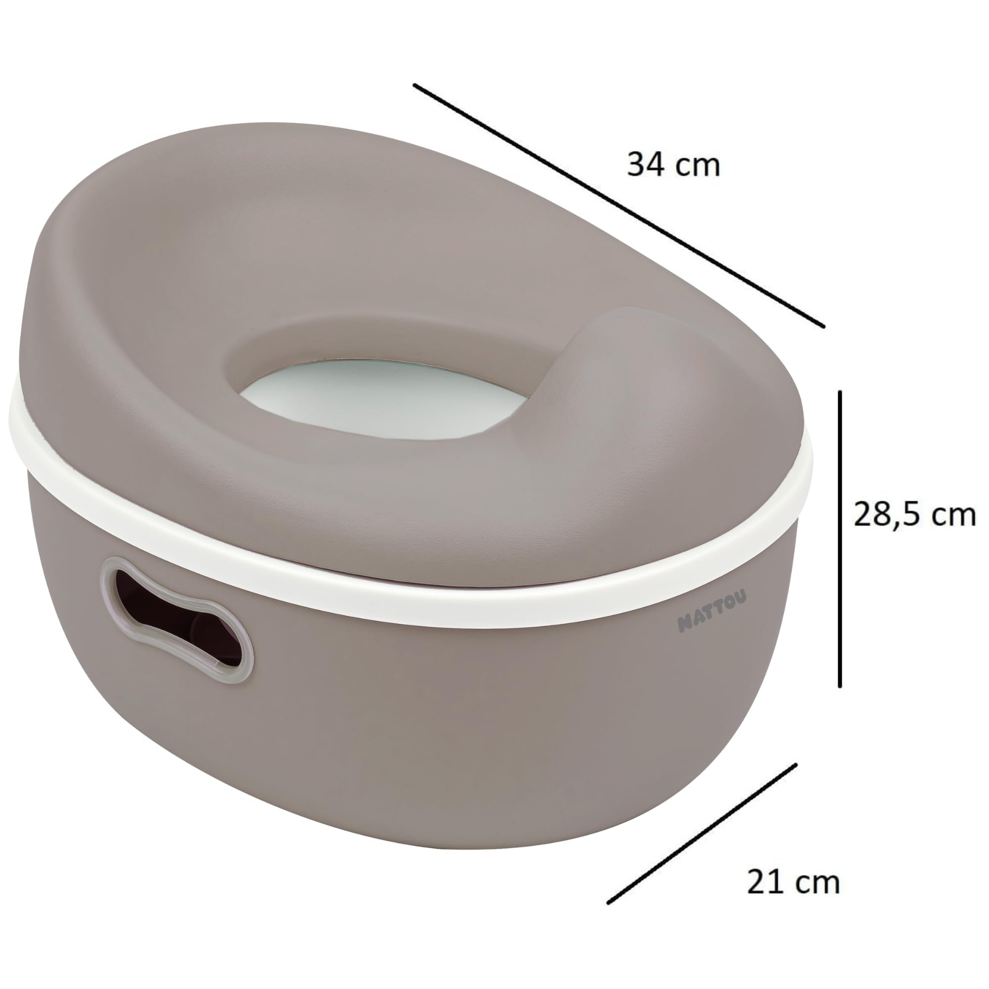 Nattou Babytopf 3in1, Töpfchen + Hocker + Toilettensitz für Kinder, Einfaches Toilettentraining, Ca. 34 cm, Ab ca. 18 Monate bis ca. 4 Jahre, Care, ABS/EVA, Taupe