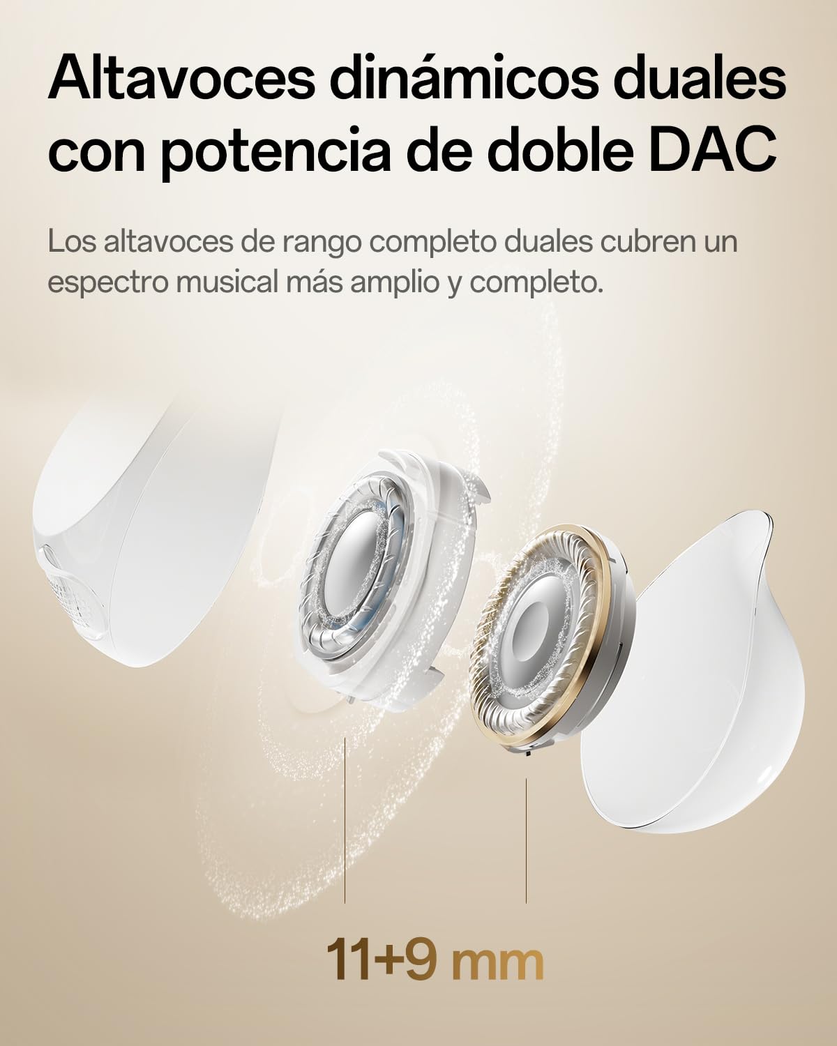 OPPO Enco Clip2 Auriculares Open-Ear, Drivers 11mm+9mm, Bluetooth 6.1 Sonido Dynaudio, Comodidad EarHug, Audio Hi-Res LHDC 5.0, 40H Autonomía, Llamadas por Conducción Ósea, Luminous Gold