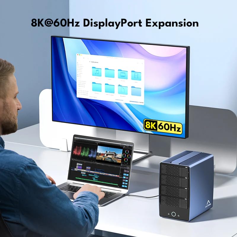 Image of ACASIS 40Gbps 6-Bay (4 HDD + 2 SSD) Hybrid HDD & NVMe Enclosure , Support 4 RAID Mode, in-Built Cooling Fan, 8K DisplayPort Output, Up to 136TB Storage