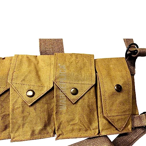 Rhodesian Fal / G3 / M14 Bush War Magazine Chest Rig With Grenade Pocket - Reproduction Khaki #TOP4