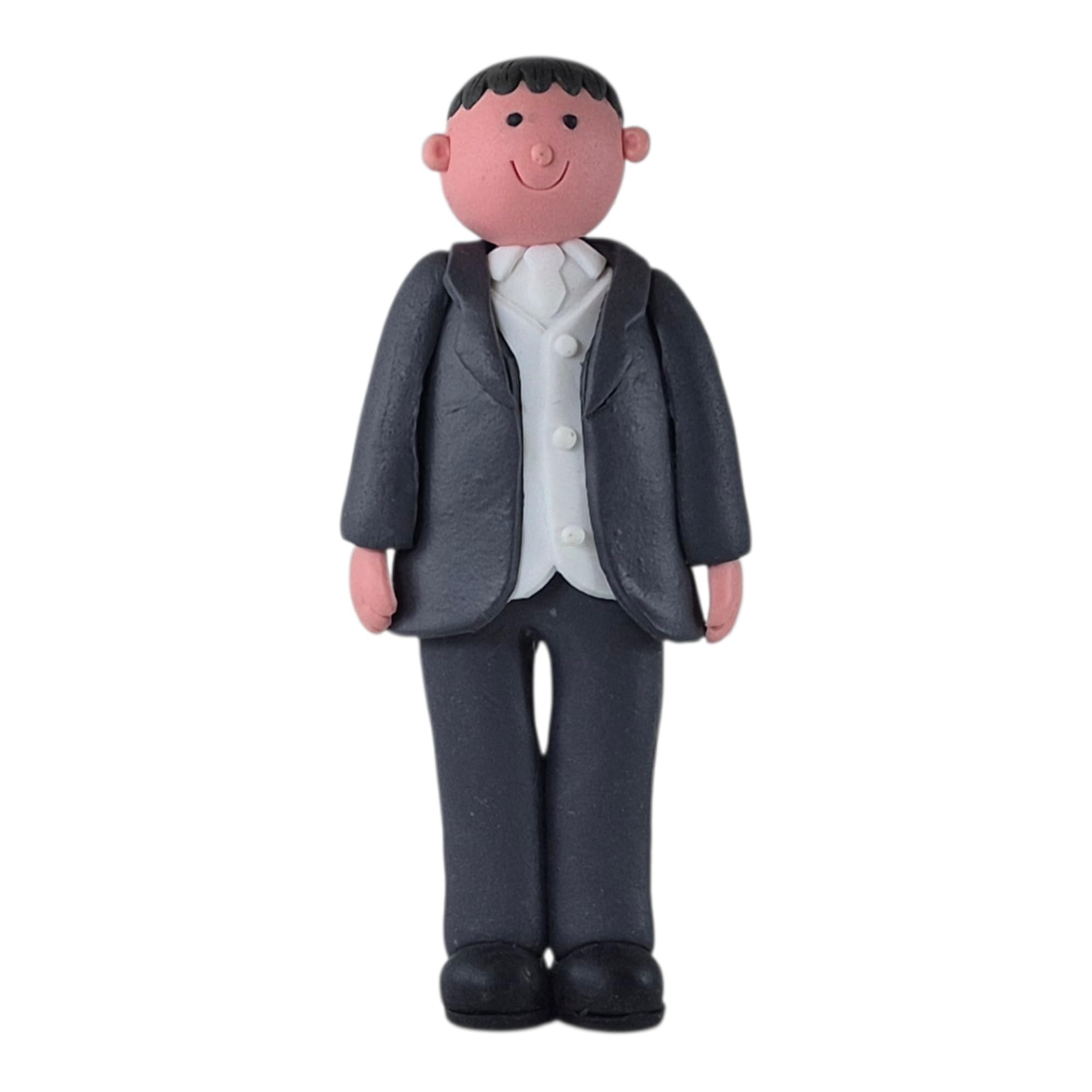 Claydough Bride & Groom Wedding Cake Topper - Mix & Match Hair Colours - Mr & Mr, Mrs & Mrs or Mr & Mrs Couples - 120mm high - Lightweight Wedding Cake Decoration (Groom Brown Short)