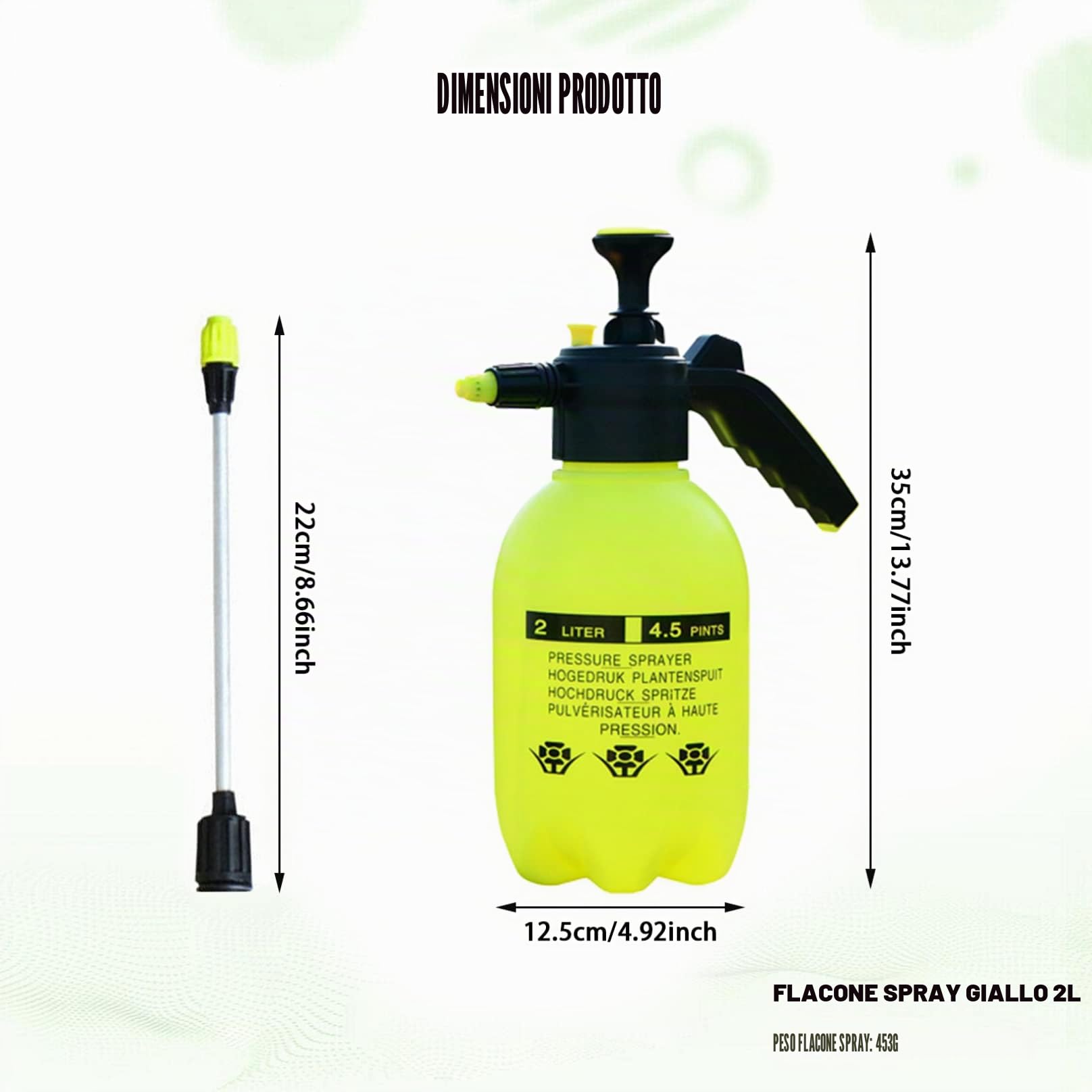 Spruzzatore a pressione Bottiglie spray Pompa da giardinaggio Bottiglia spray da giardino portatile Spruzzatori da giardino con ugello regolabile Bottiglia spray d'acqua a pressione per pianta 2L